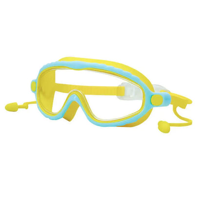 JSJM Kids Swimming Goggles Set for Boys & Girls 3-15 Years Big Frame HD View Anti-Fog Silicone Swim Goggles with PU Swimming Cap
