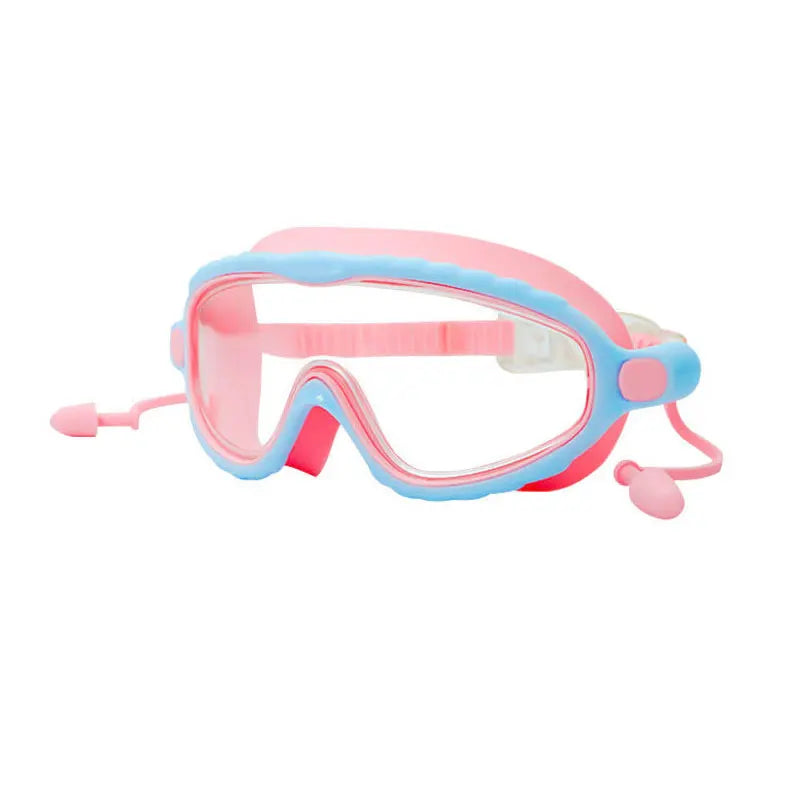 JSJM Kids Swimming Goggles Set for Boys & Girls 3-15 Years Big Frame HD View Anti-Fog Silicone Swim Goggles with PU Swimming Cap