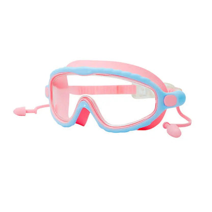 JSJM Kids Swimming Goggles Set for Boys & Girls 3-15 Years Big Frame HD View Anti-Fog Silicone Swim Goggles with PU Swimming Cap