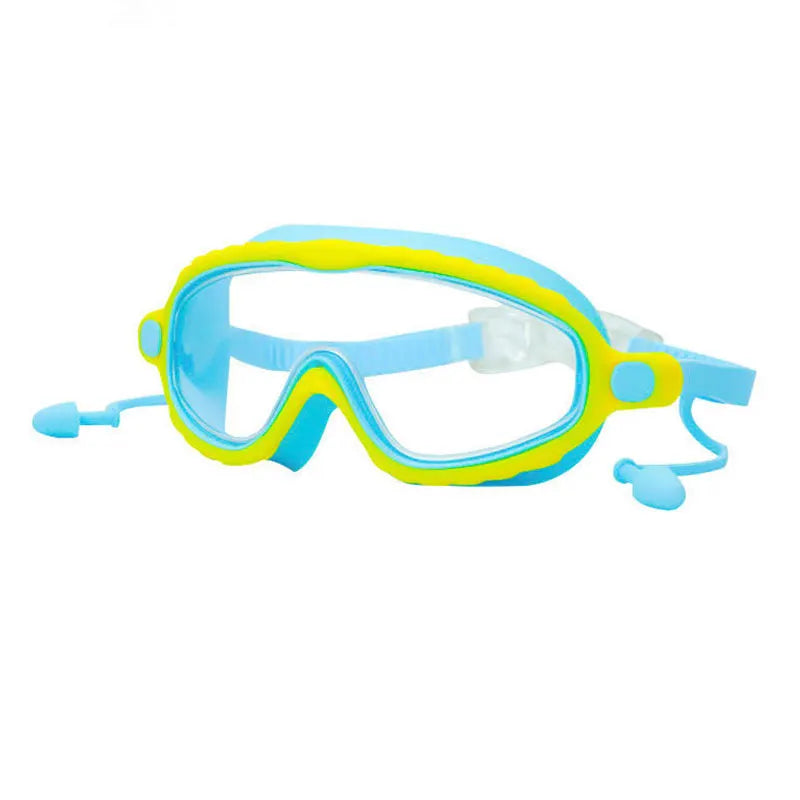 JSJM Kids Swimming Goggles Set for Boys & Girls 3-15 Years Big Frame HD View Anti-Fog Silicone Swim Goggles with PU Swimming Cap