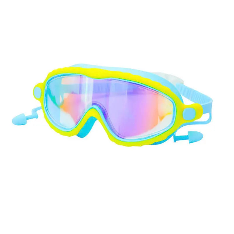 JSJM Kids Swimming Goggles Set for Boys & Girls 3-15 Years Big Frame HD View Anti-Fog Silicone Swim Goggles with PU Swimming Cap