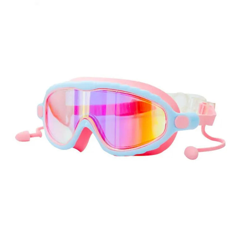 JSJM Kids Swimming Goggles Set for Boys & Girls 3-15 Years Big Frame HD View Anti-Fog Silicone Swim Goggles with PU Swimming Cap