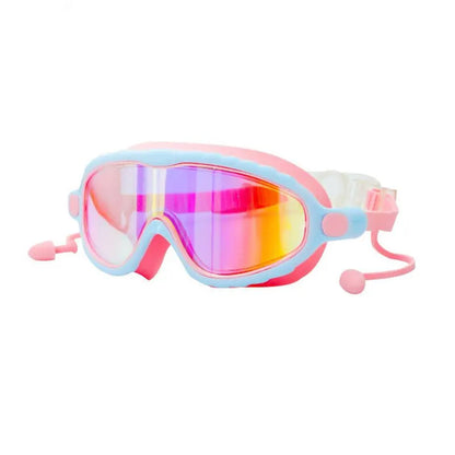 JSJM Kids Swimming Goggles Set for Boys & Girls 3-15 Years Big Frame HD View Anti-Fog Silicone Swim Goggles with PU Swimming Cap